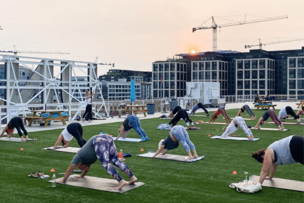 Outdoor activity yoga exercise